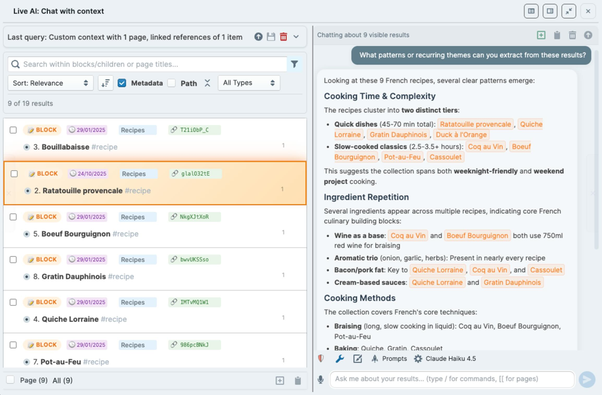 Live AI extension interface showing AI suggestions and prompts